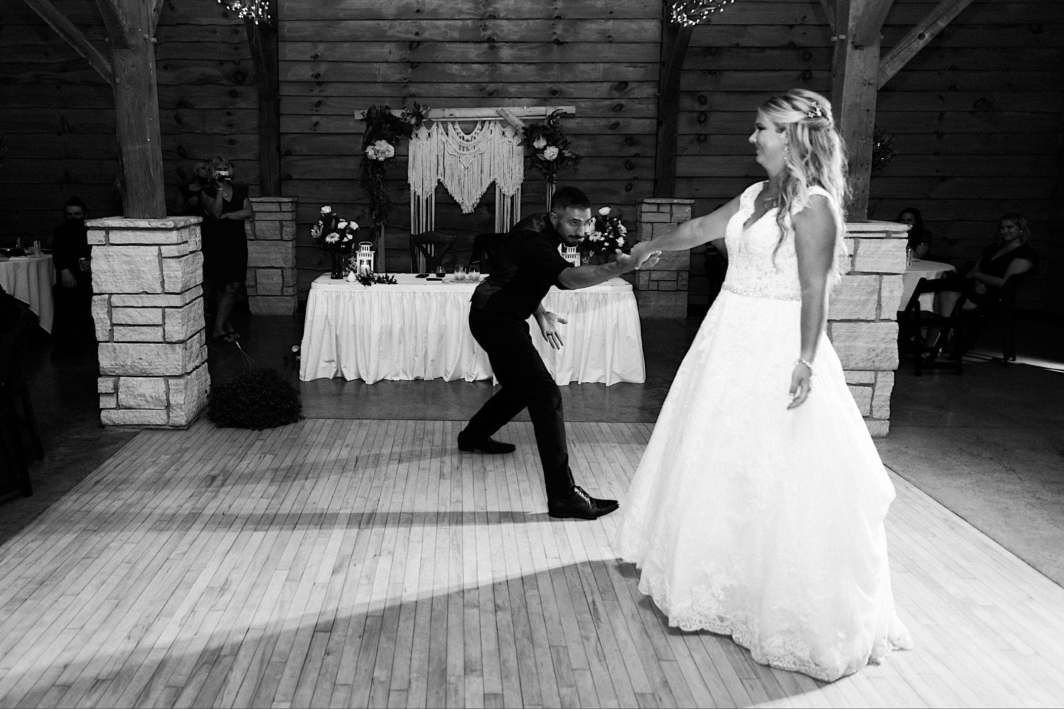 48 bride and groom first dance timber frame