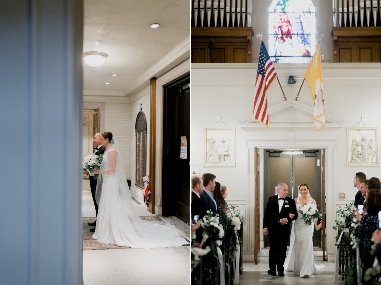 24 bride walking down the aisle at new jersey wedding ceremony