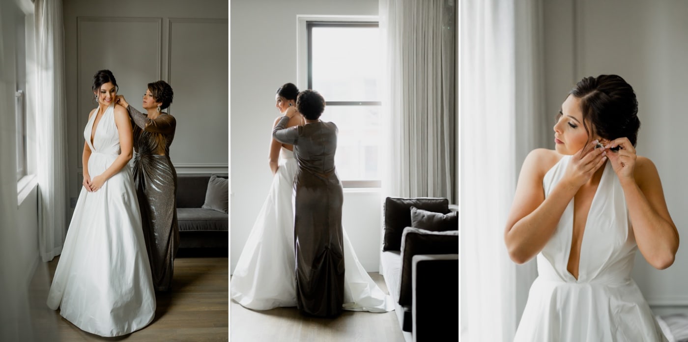 bridal gown at hotel fort des moines wedding