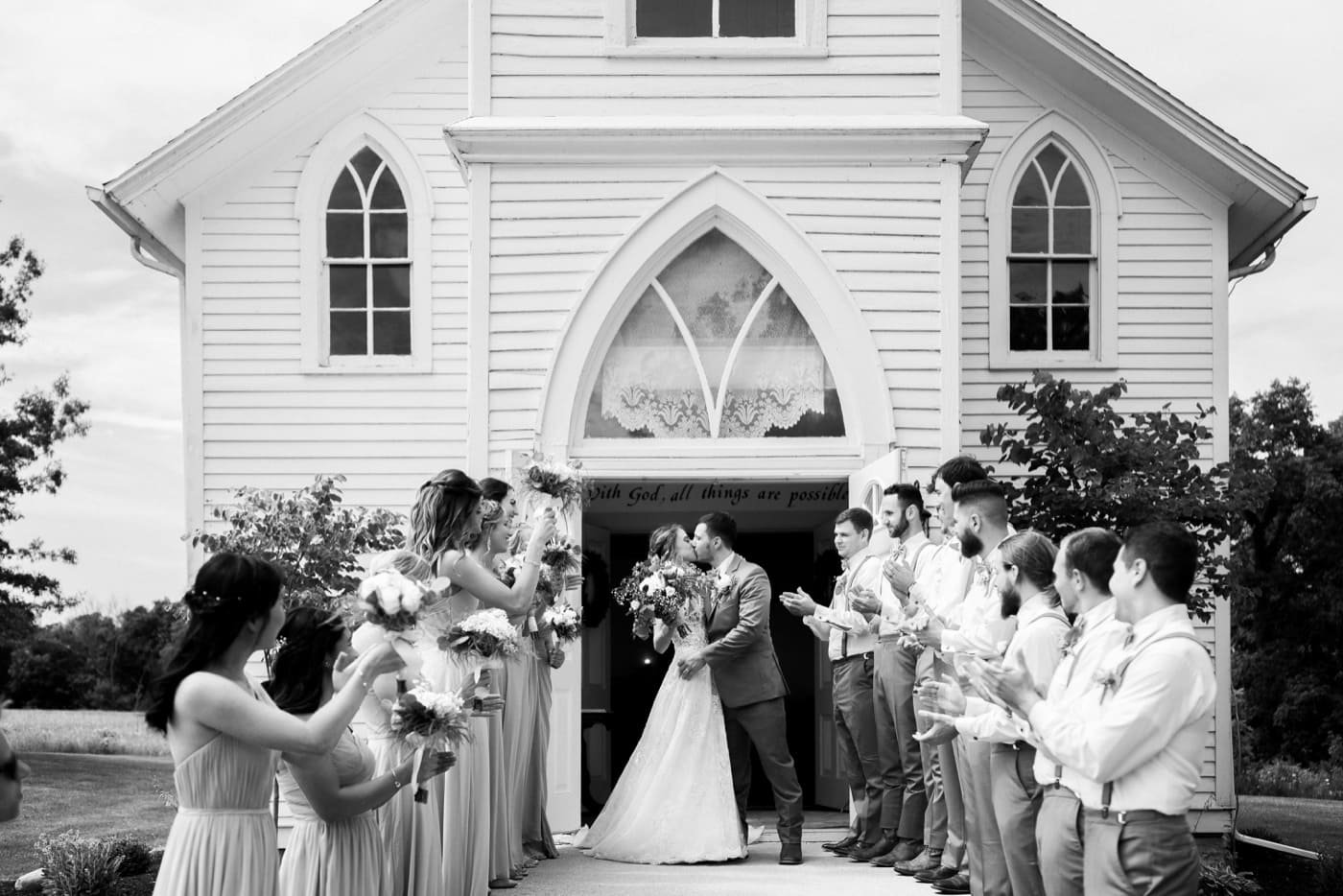 wedding exit from chapel