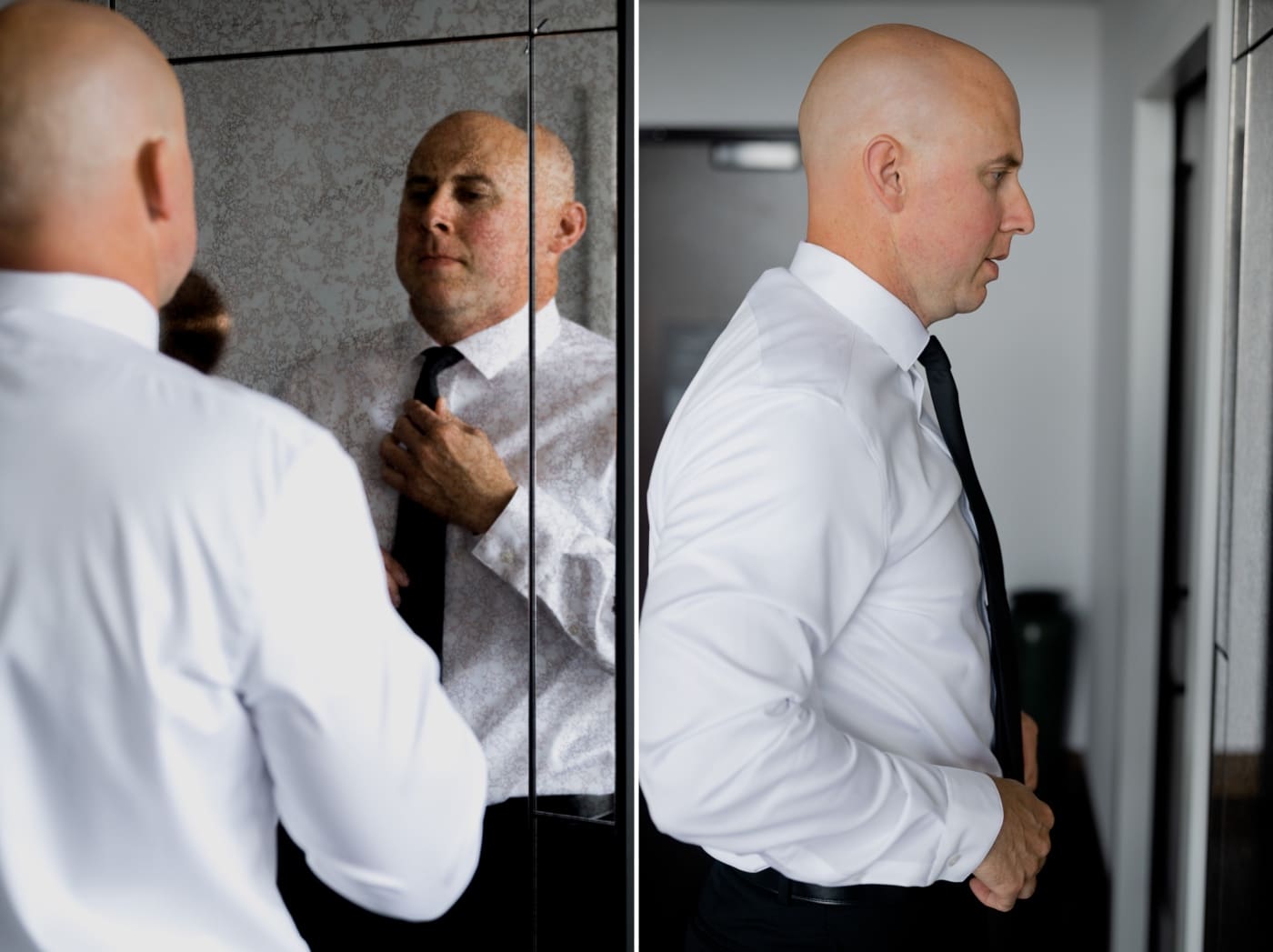 07 groom getting ready before surety hotel wedding des moines