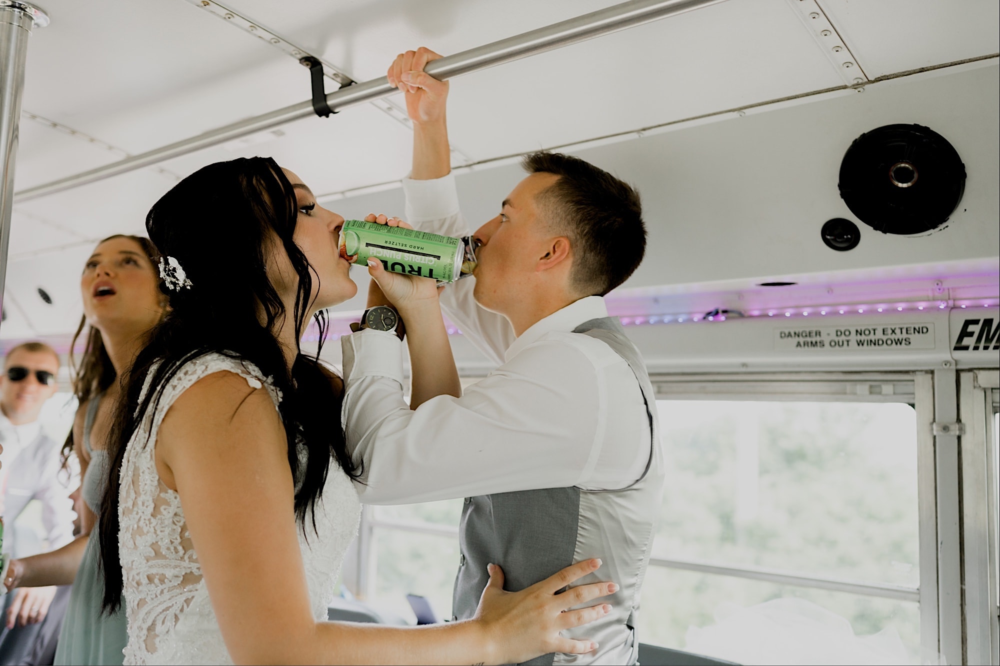 bride and groom on party bus norwalk iowa