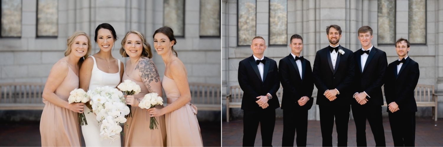 Wedding patry portraits at the Cathedral Basilica of St. Louis