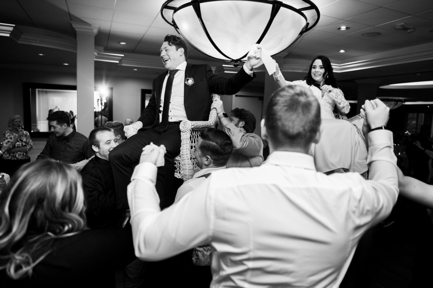 fun Jewish wedding reception dance floor photos at Glen Oaks country club