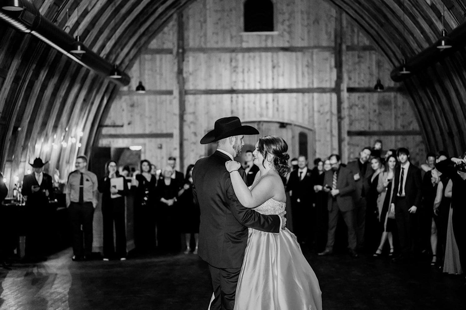 first dance at rustic barn wedding vennebu hill WI