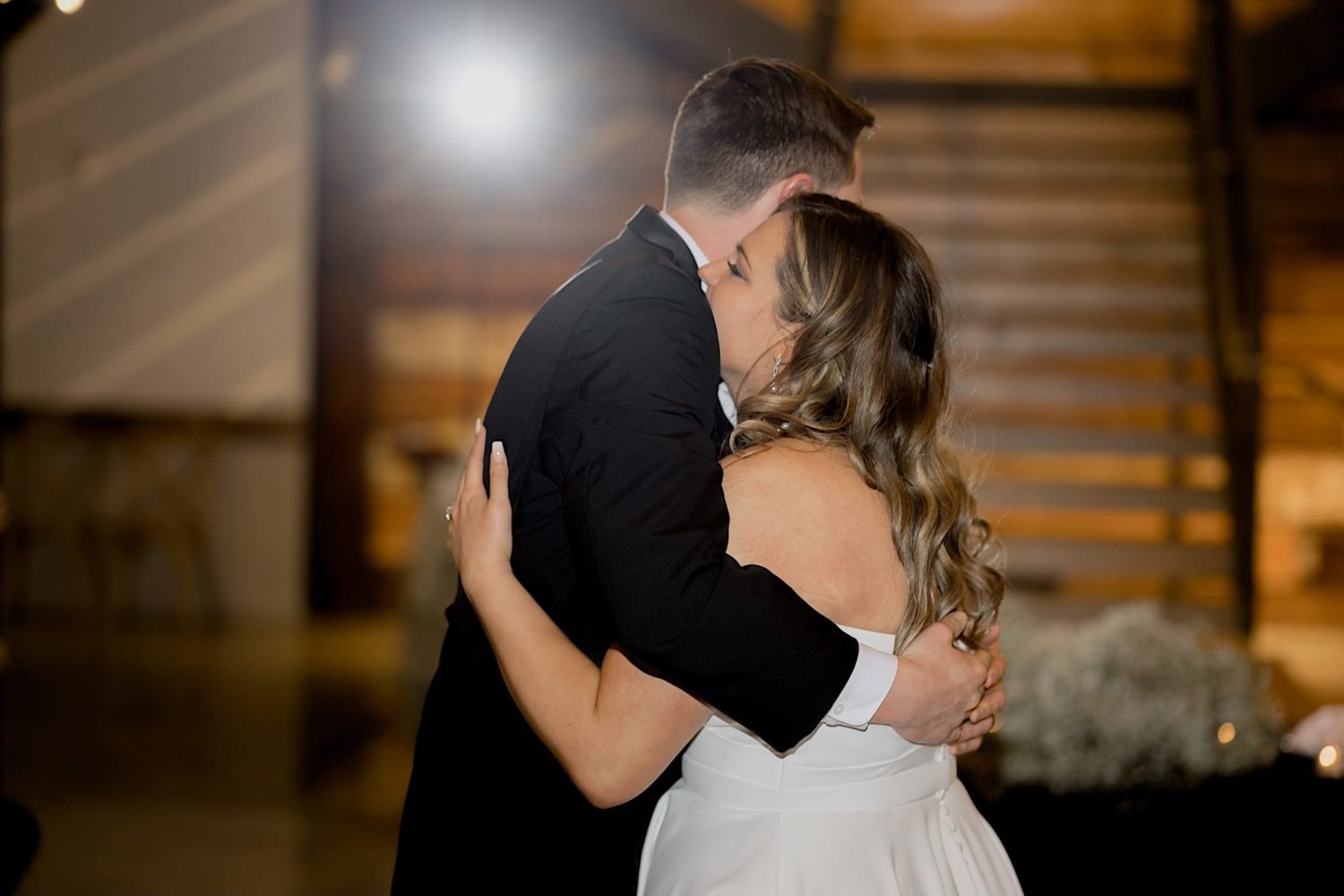bride and groom first dance at the river center iowa
