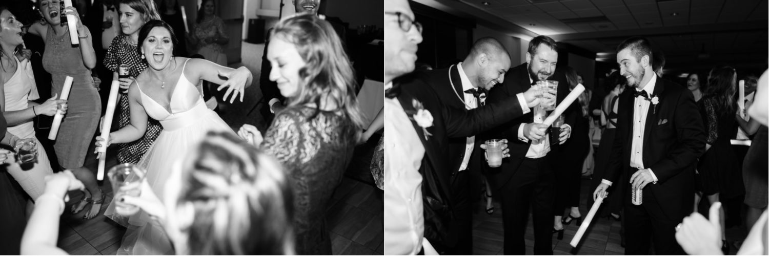 Grey wedding dance floor photos in black and white