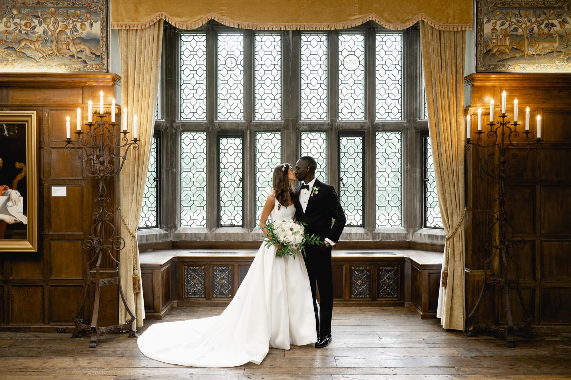 Bride and groom inside the Salisbury House