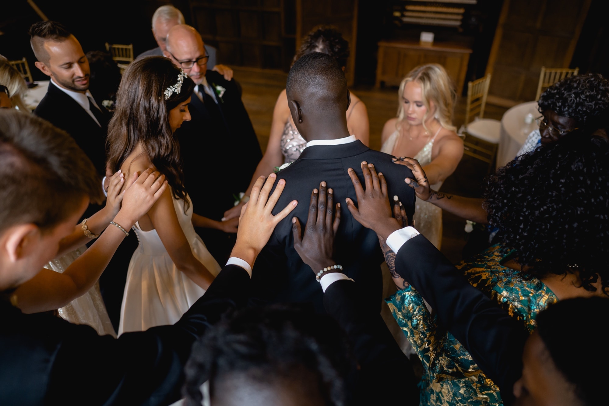 Family prayer before a wedding ceremony