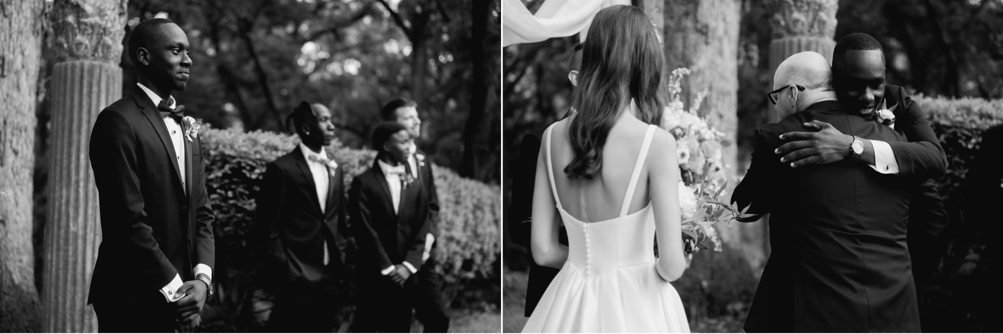 Black and white wedding ceremony photos