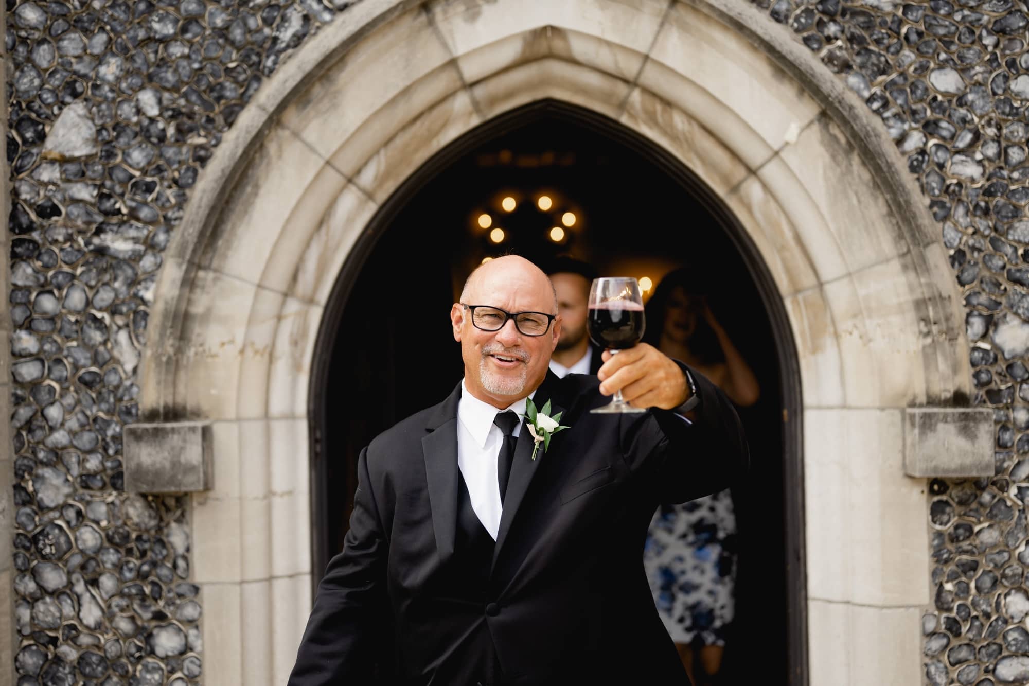 Father of the bride portrait with wine