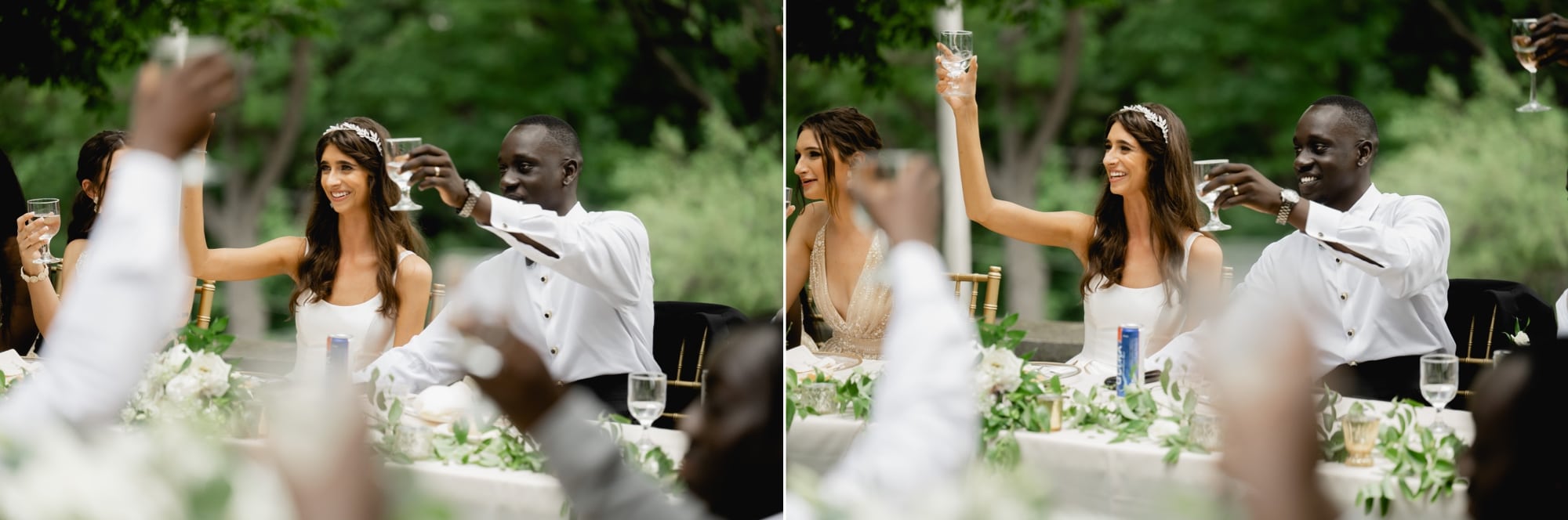 Raising a glass during wedding reception speech