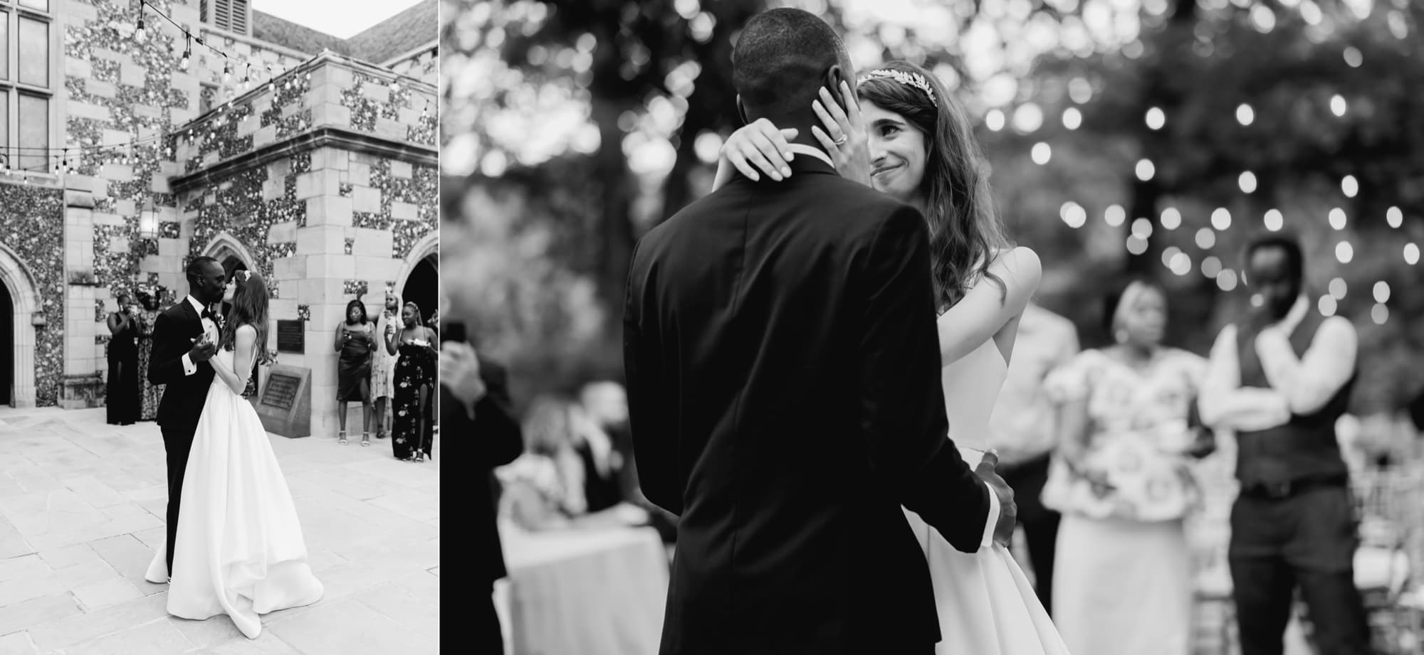 Black and white photos of the first dance