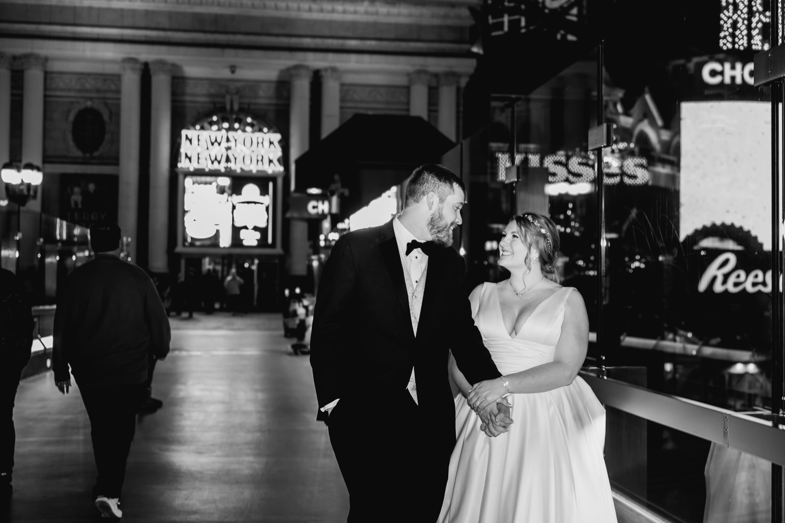 Bride and groom night portraits on the strip in Las Vegas