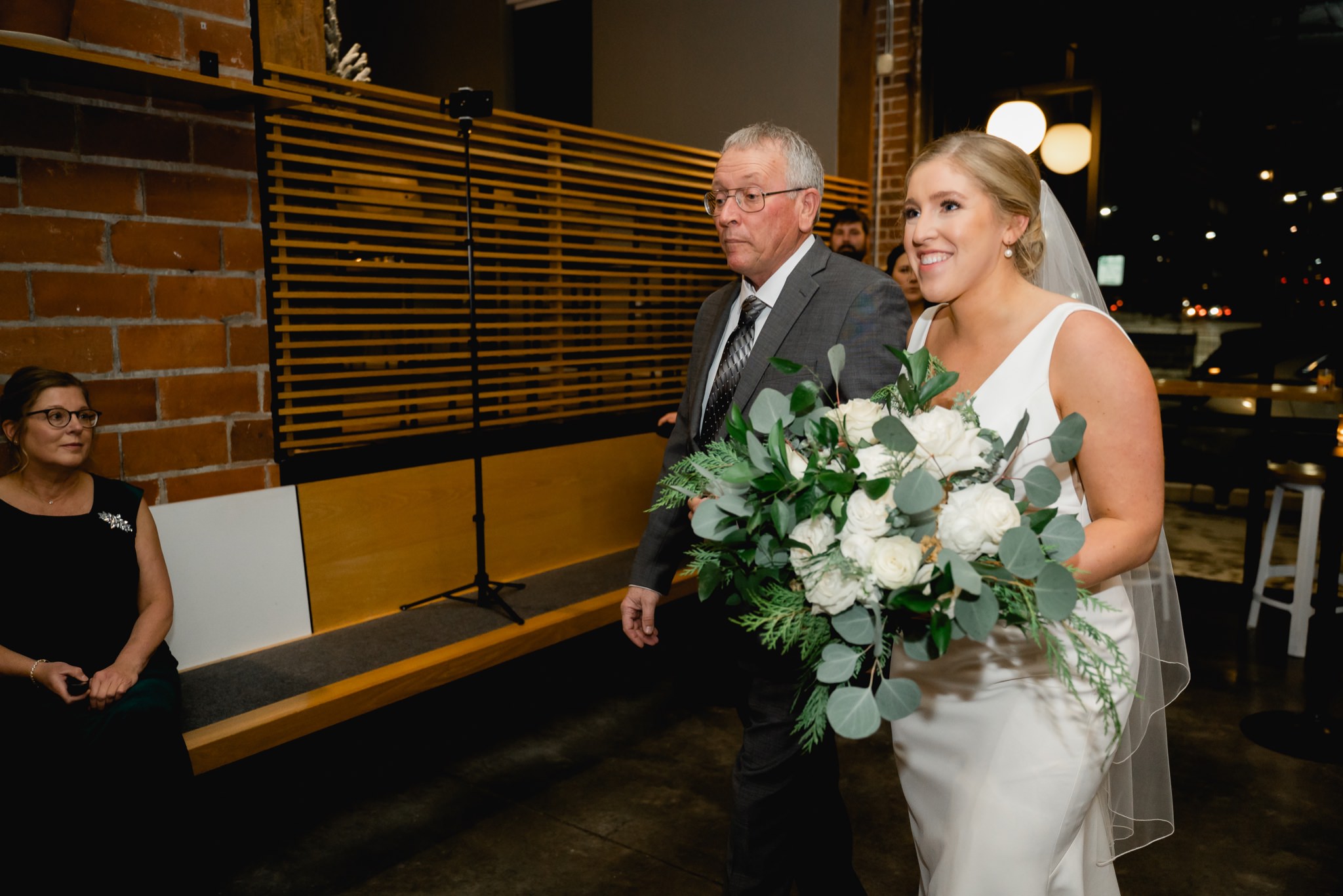 bride walking down aisle for elopement