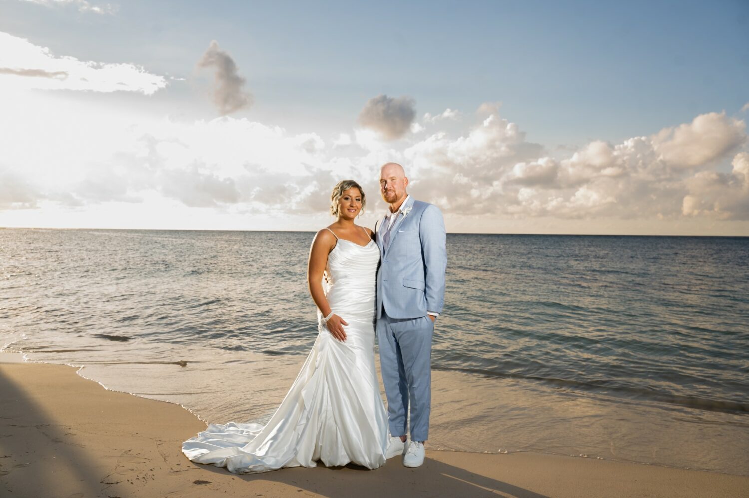 bride and groom sunset photos in Jamaica