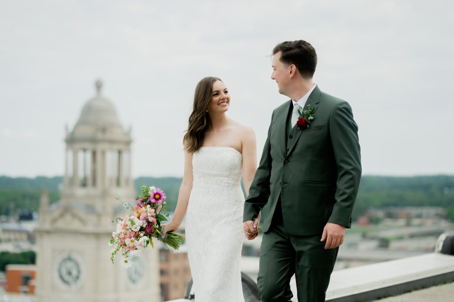 surety hotel rooftop photos of bride and groom