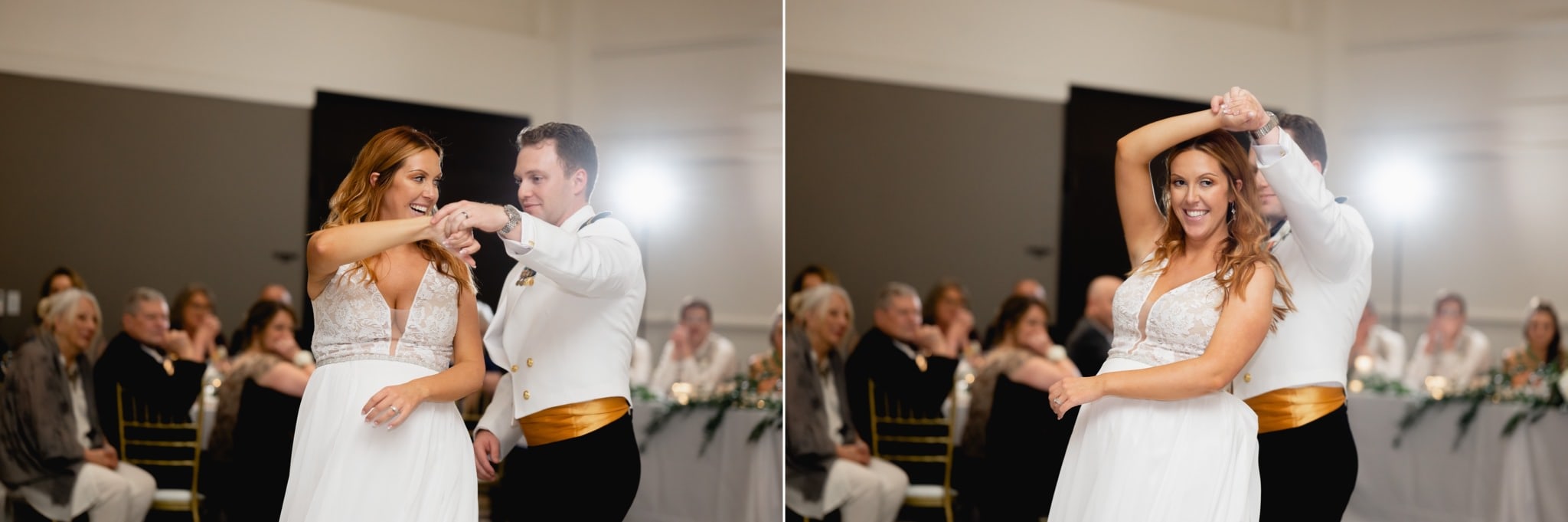 bride and groom first dance at surety hotel