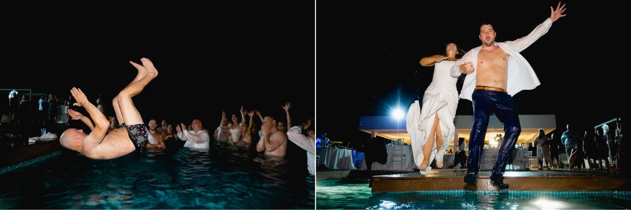 jamaica wedding photos jumping into pool