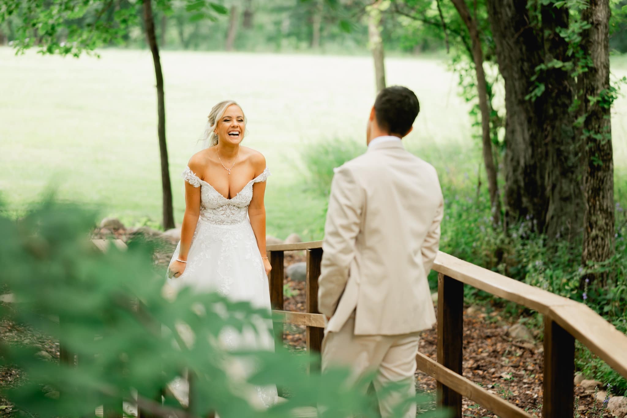 bride and groom first look country lane lodge