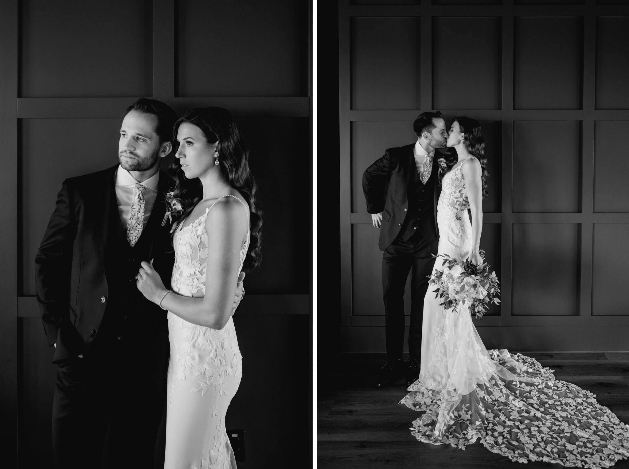 stunning black and white portraits of bride and groom