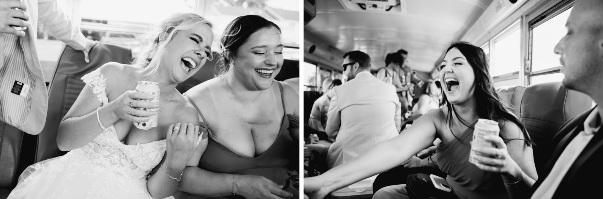 fun wedding party bus photos