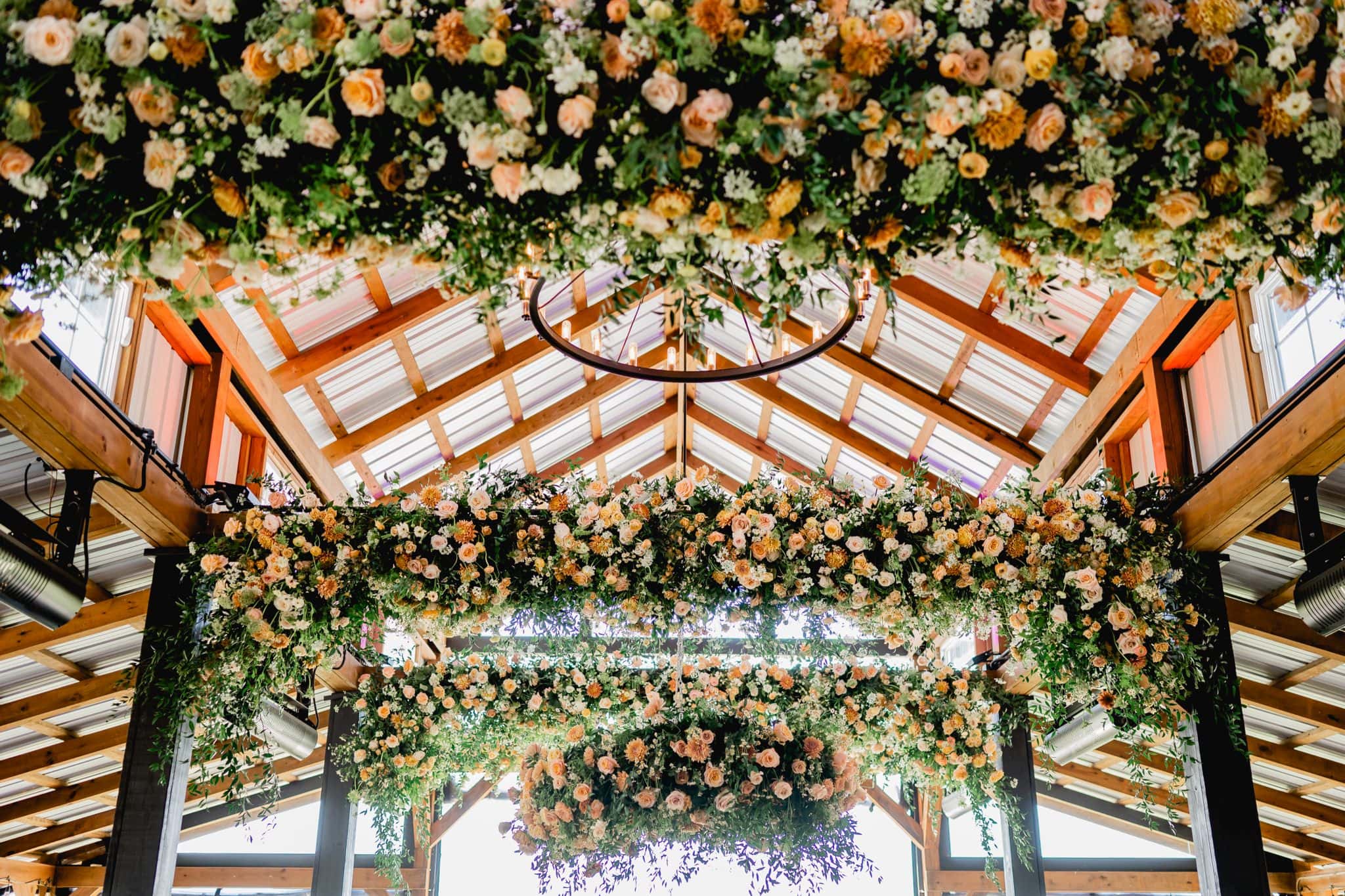 florals on ceiling beautiful reception