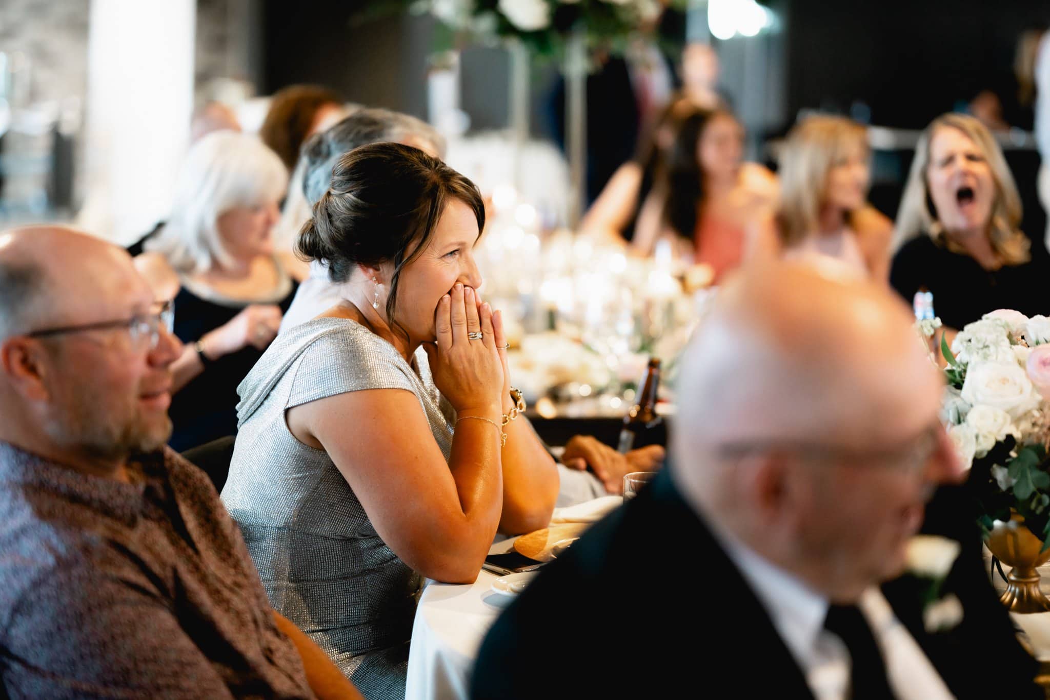 mother emotional during wedding toasts